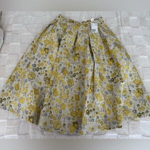 H&M Yellow Floral Print A-Line Skirt With Pockets– Size 10, New with Tags